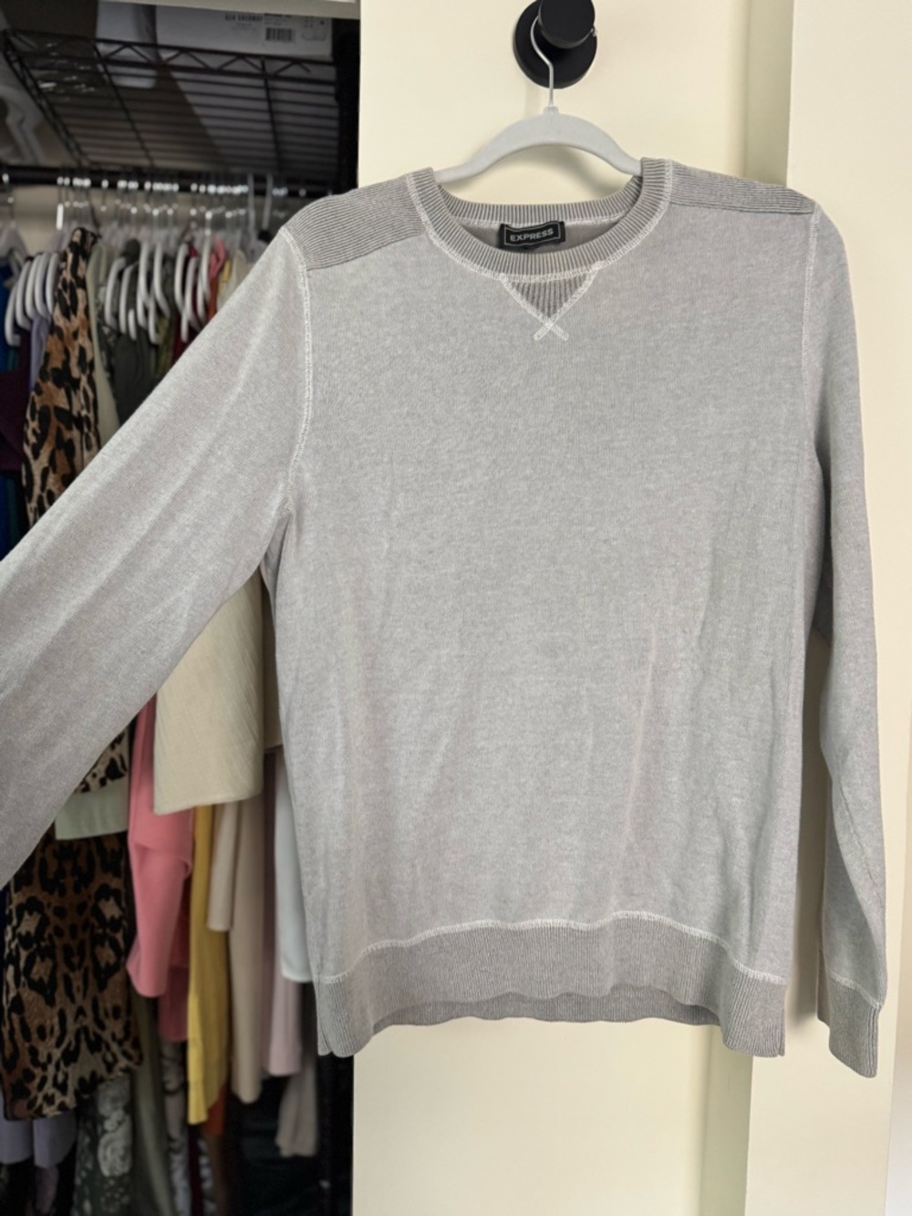 Express Heather Gray Crewneck Pullover